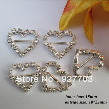 

(CM44 15mm innner bar)50pcs heart buckle with horizontal bar for invitation ribbon slider