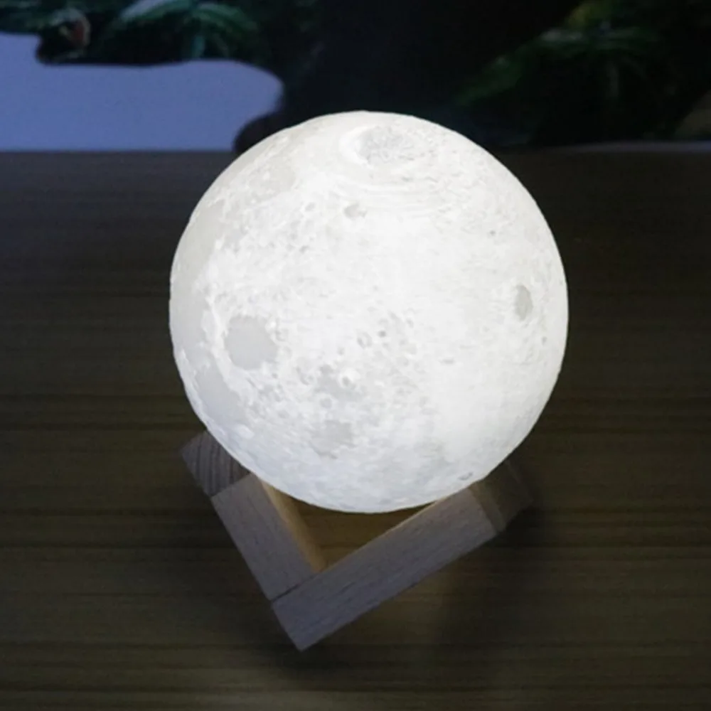 cheap Colorful 3D Print Moon Lamp Color Change Bedroom Bedside Bookcase Home Decor Gift Remote Control Changeable Night Lights