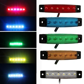 

1Pcs 6LED Car Side Marker Light Clearance Lamp for 12V 24V Trailer Truck Lorry Red Yellow White Blue Green