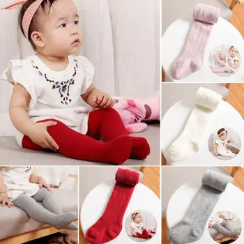 

Cute Baby Kids Girls Soft Cotton Warm Tights Autumn Winter Girls White Purple Gray Knitted Tights