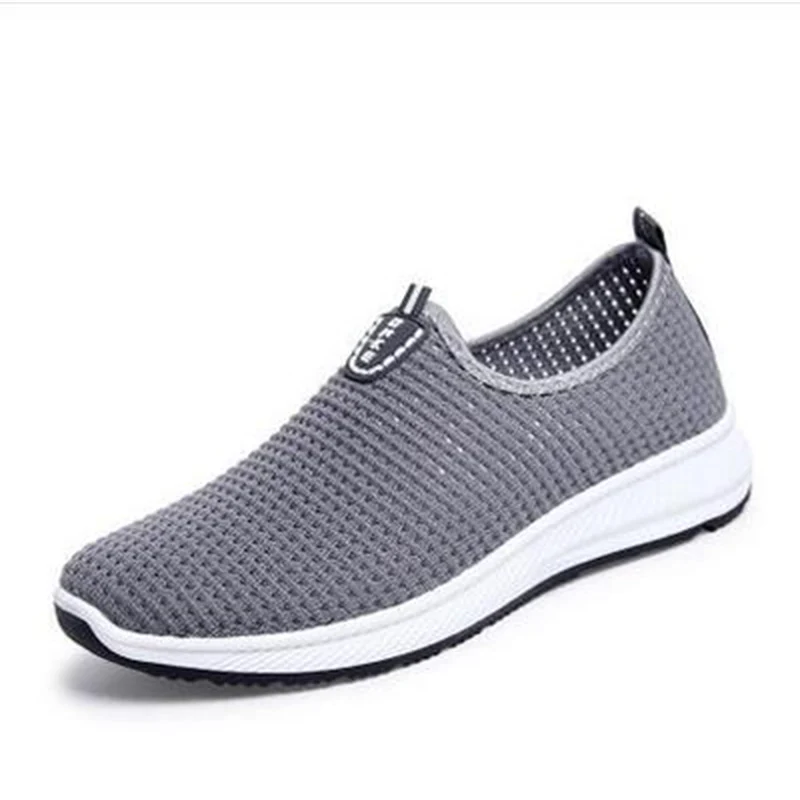 JUNSRM Fashion Breathable Mesh Men Shoes Non-slip Rubber Sole Man Shoes 2019 Summer Autumn Plus Size 38-44 Male Black Shoes