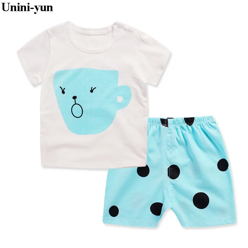 

Baby boys Summer style clothing set girls clothes sets Dot short T-shirt + pants suit new 2017 100%Cotton t shirts+shorts sets