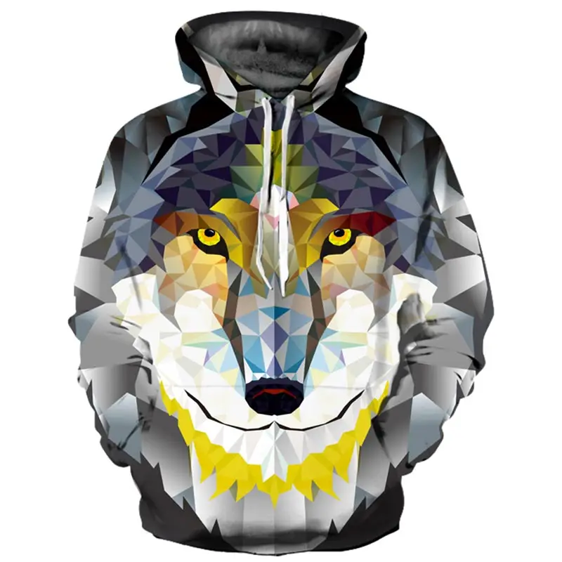 Headbook модные 3d толстовки Для женщин/Для мужчин печати красочные блоки ромб волк тонкий Толстовки с капюшоном