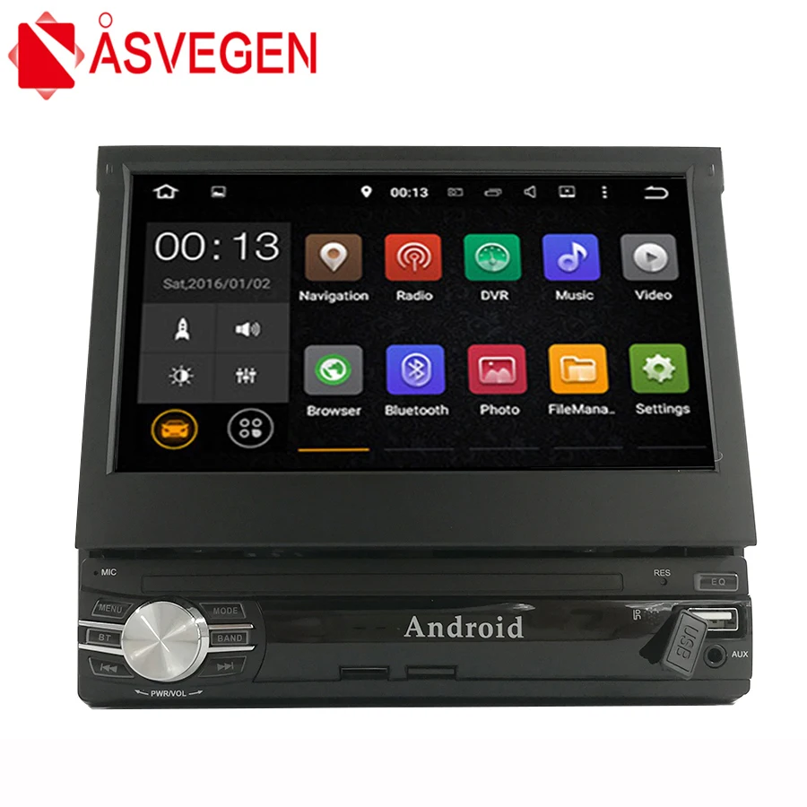 

Asvegen 1 Din GPS Navigation Car Radio Retractable Screen Auto FM Media Multimedia Player Vehicle-Mounted MP5 Automatic Open