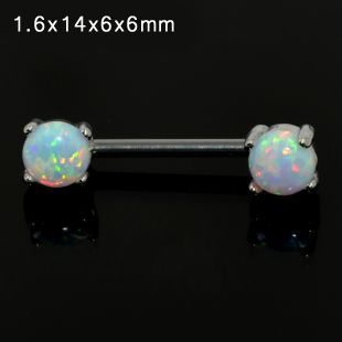 Surgical Steel Opal Stone Septum Nose Ring Opal Ball Closure Nipple Tragus Eyebrow Lip Belly Piercing Earring Body Jewelry