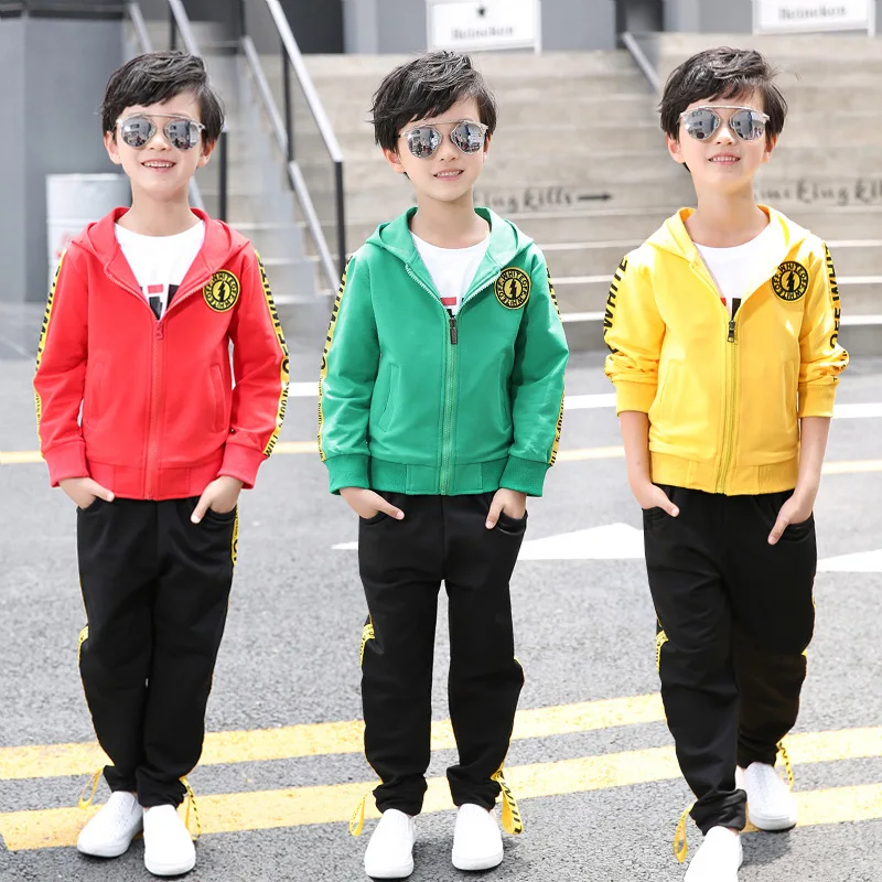 Spring Autumn Children Boy Clothes Sets Kids 2pcs long Sleeves T-Shirt Toddler Suits casual cotton baby girl Hooded sportswear |