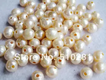 

free shipping!!! white 9-10mm 2mm hole freshwater potato pearl beads 500pcs/lot No-806