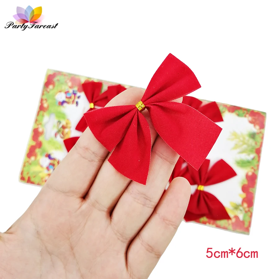 12pcs Noel Bow Red Gold Sliver Christmas Bows Decorations for Home DIY