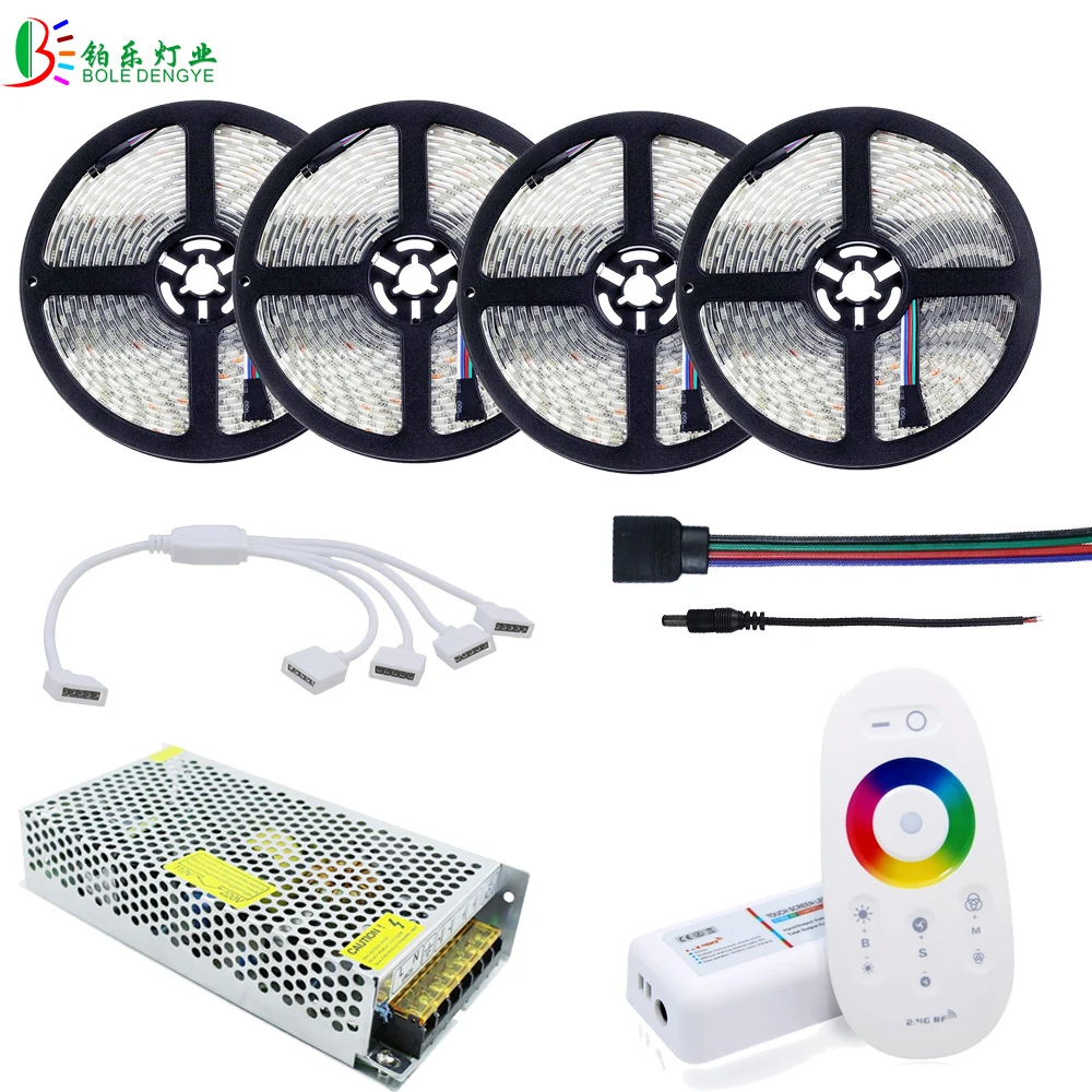 

BOLEDENGYE 5050 RGB LED Strip Waterproof Flexible Tape 20M 15M 10M 60LED/M +RF Remote RGB Controller +DC12V Power Supply 10A 15A