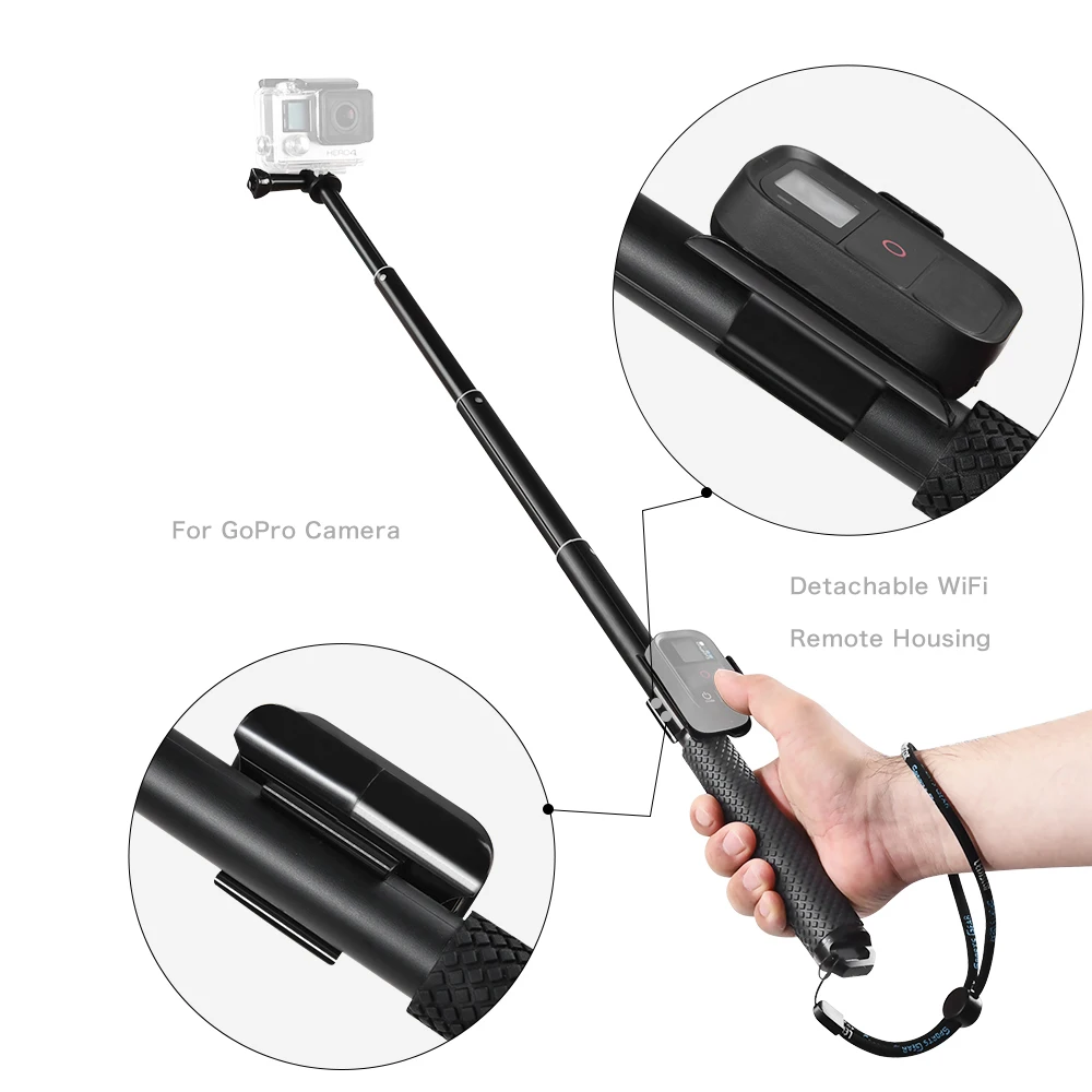 GoPro Remote Control Accessories For GoPro Hero 6 GoPro Hero 5  GoPro Hero 4 Session+Aluminum Remote Telescopic Pole Extendable Monopod For  GoPro Hero 5  GoPro Hero 6  GoPro Hero Session  GoPro Hero4 Session GoPro Hero 5 Session (5)