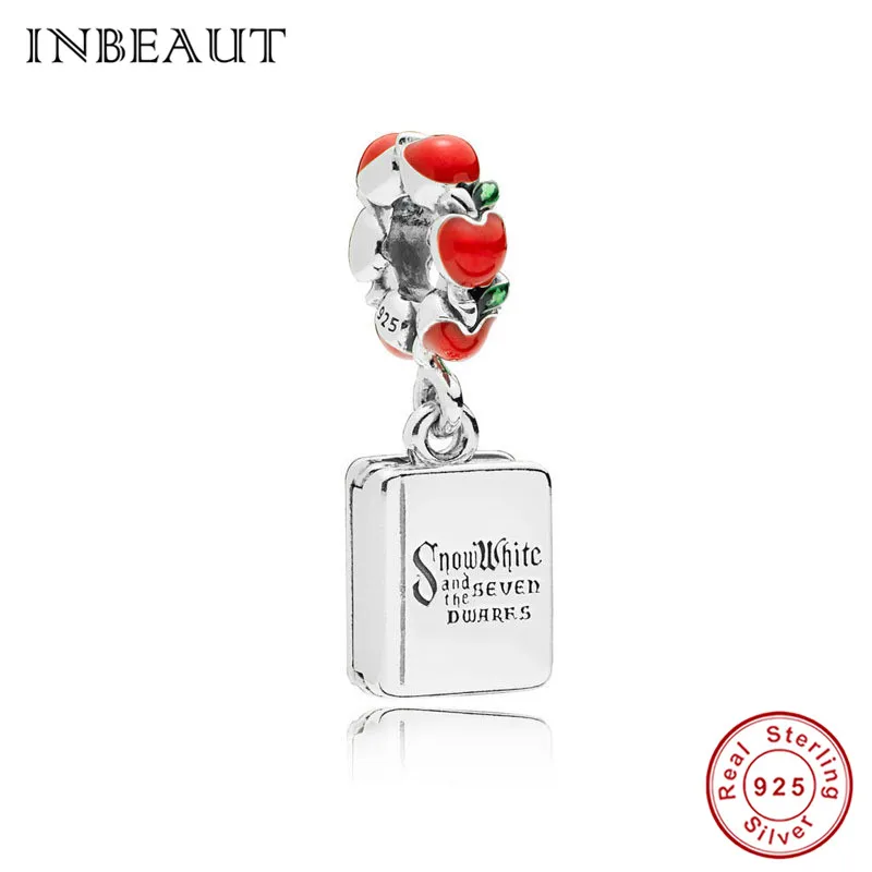 

2019 Trendy 925 Sterling Silver Red Heart Snow Princess Dwarfs Book Charm fit Pandora Bracelet Europe Tale Person Beads Jewelry