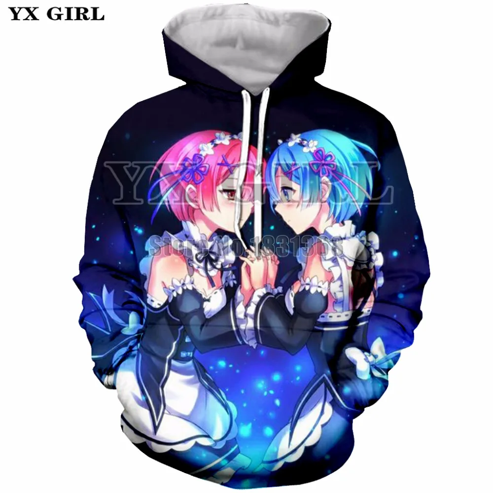 

YX GIRL Fashion Hoodie Sweatshirts Men/Women Long Sleeve Anime Game Re Zero 3D Print Hip Hop Hooded Pullover Jacket