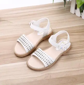 

2019 Summer Girls Sandals Children Shoes PU Leather With Flowers Sweet Sandals Fashion Kids Sandal Size 26-36