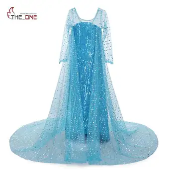 

MUABABY Girl Cinderella Dresses up Children Long Sleeve Blue Sequined Elsa Cosplay Princess Costume Girl Halloween Party Fantasy