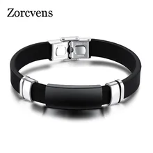 ZORCVENS модное ювелирное изделие из силиконового каучука черного и золотого цвета Цвет Нержавеющая сталь браслет-обруч для мужчин
