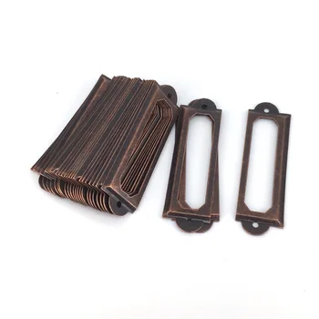 

Rectangle Label Holders Antique Red Copper Classic Library Card Catalog Cabinets Hardware Tag Frame Holder Vintage 60mm x 17mm