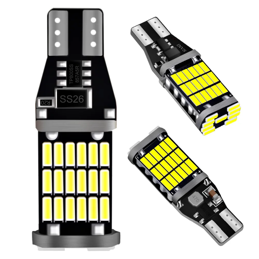 2 шт. супер яркий T15 W16W 921 45 SMD светодиодный 4014 Авто Canbus Габаритные фары для чтения