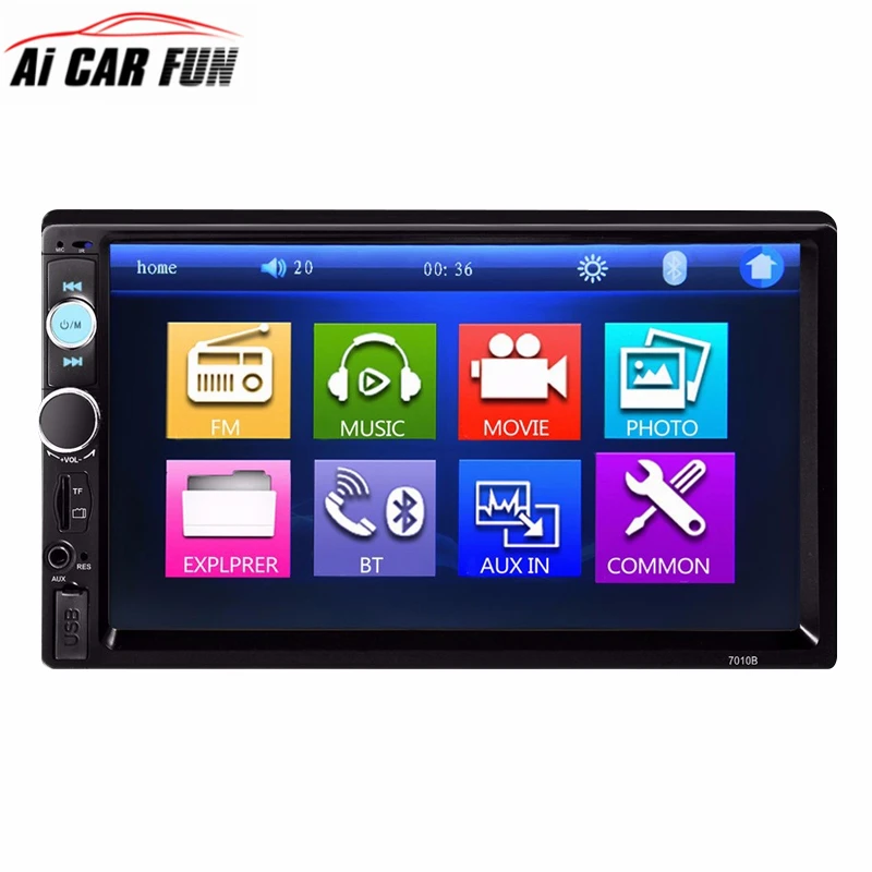 7010B 2 Din Car Radio Tuner Bluetooth 7 inch Touch Screen Audio