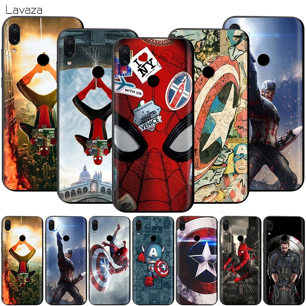 Чехол Marvel Spiderman Captain America для Xiaomi Redmi Note 8 9 S K30 Pro MI MAX 3 6 SE A1 A2 A3 10 Lite Plus 8A F1 |