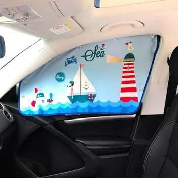 

Cartoon Car Curtain Sun Cover Auto Lock Curtain Side Aileron Tilt Curtain For Children