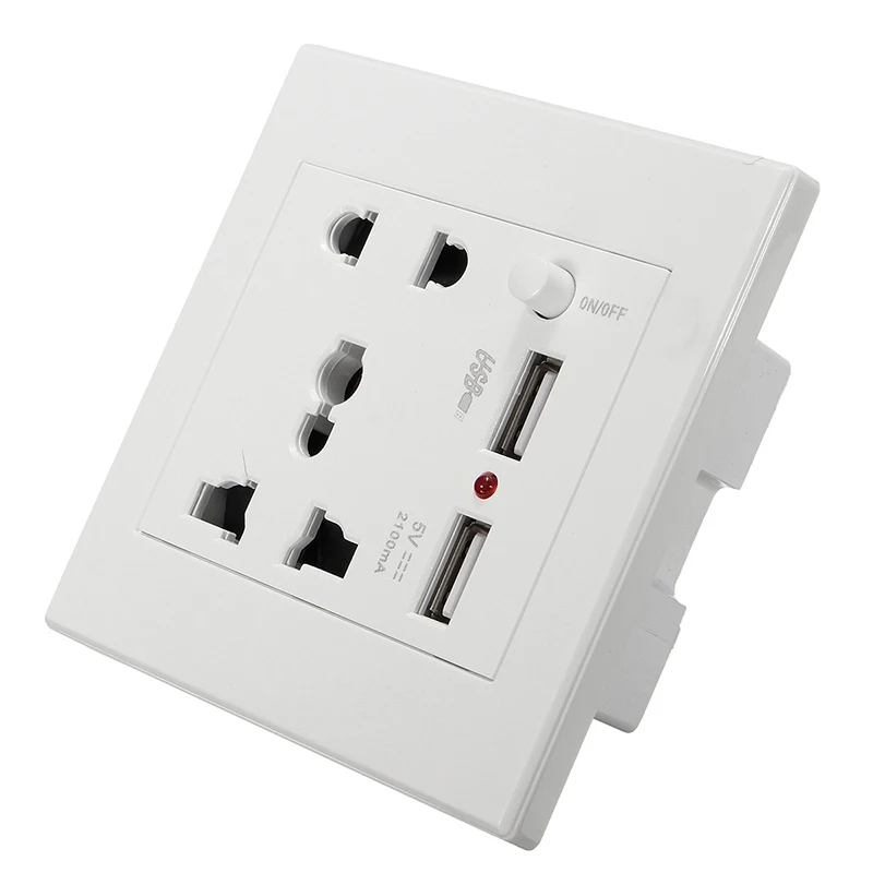 

Universal 2100mA 5V 2 USB Wall Socket AC 110-250V US UK EU AU Home Wall Charger 2 Ports USB Outlet Power Charger