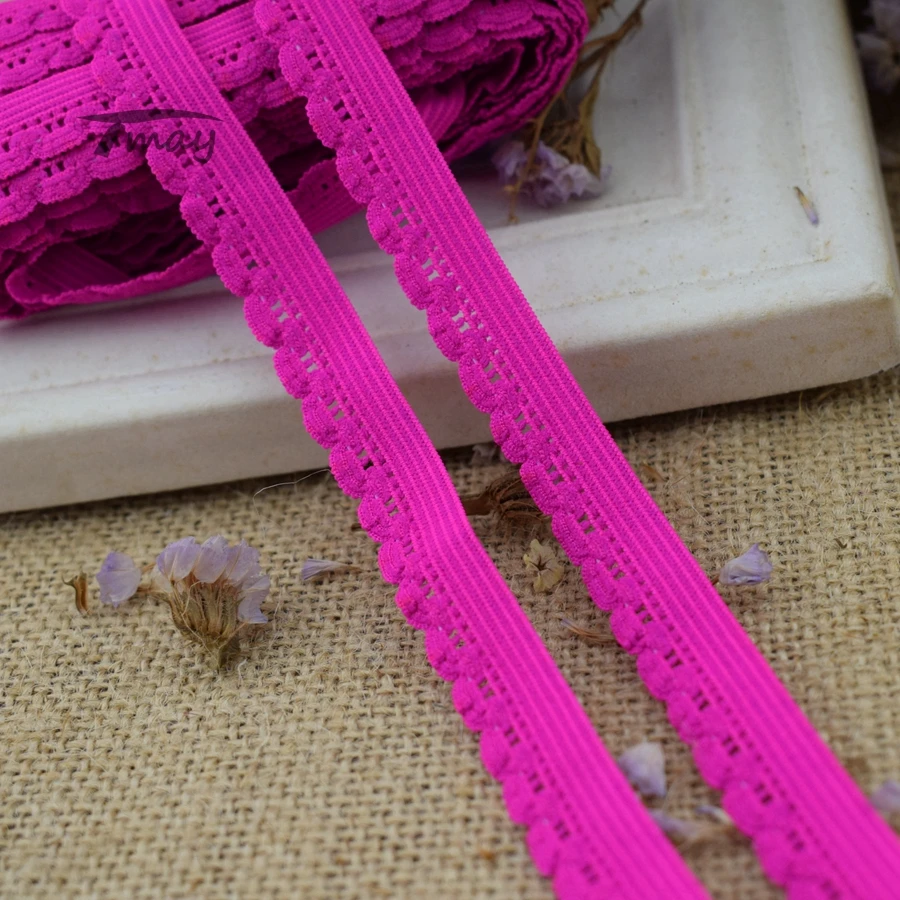 

#1358 Neon Rose Color Elastic Bands 8 yards/lot Stretch Elastic Lace Edge Trim Sewing Baby Underwear Pants Garters Fabric