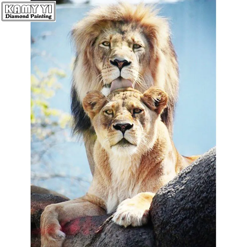 

Full Square drill 5D DIY Diamond painting Two lions Diamond Embroidery Mosaic Cross Stitch Rhinestone decor