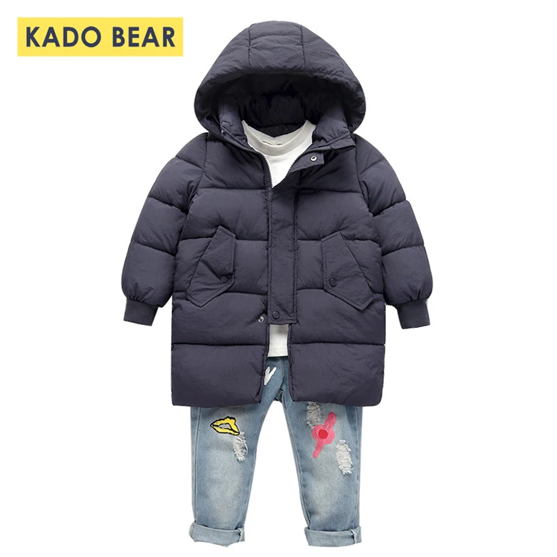 

Girls Down Thick Warm Coats Girl Snowsuit Boys Winter Coat Hooded Long Sleeve Kids Clothes 2018 Fashion Jackets Unisex Outerwear