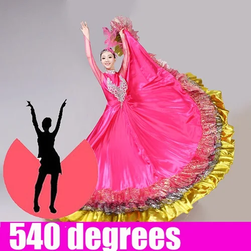 Танец фламенко платье Испанский наряд Дамы танец испанский бальный костюм танцевальные платья для взрослых испанская одежда сценическая одежда DN3584 - Цвет: 540 degrees