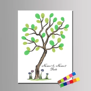 

Personalized Fingerprint Guest Book For Wedding Tree Baby Shower Christening Thumbprint Guest Book Birthday Party Keepsake 2 Ink
