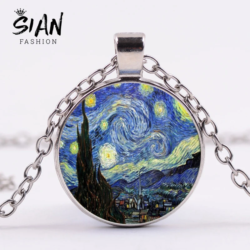 SIAN Van Gogh Звездная ночь ожерелье из подсолнечника известная картина маслом