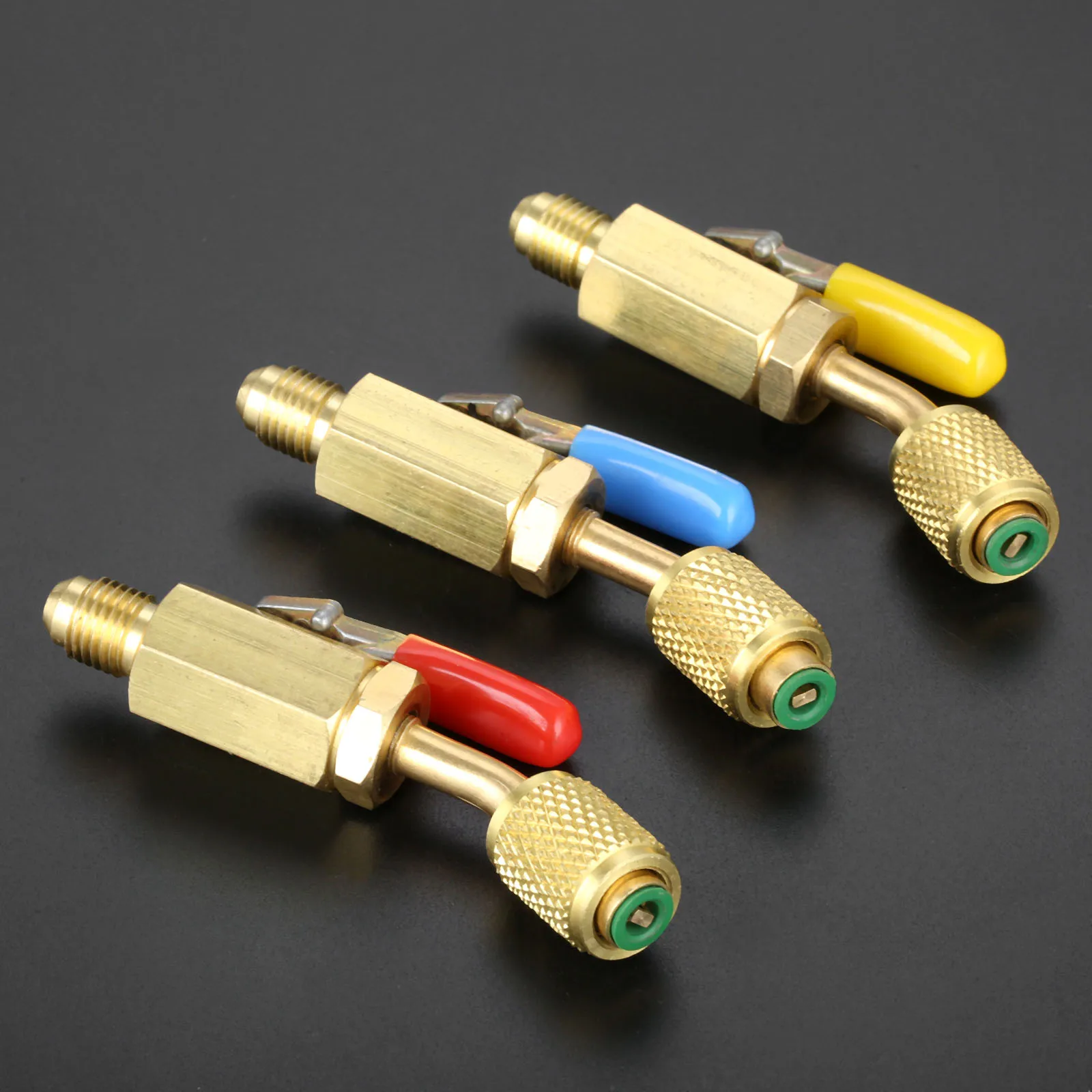 

3Pcs Straight Ball Valve 1/4" SAE Swivel Adapter for R134a R410a R12 Refrigerant Auto Air Condition Refrigeration Tools