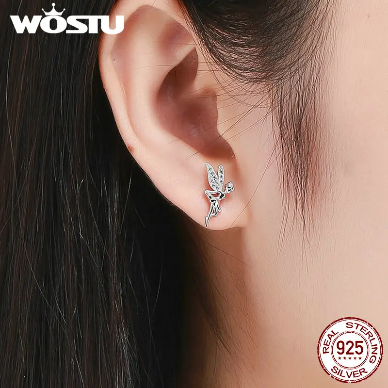 WOSTU 2019 весна и Fairy Elf CZ серьги гвоздики 925 стерлингового серебра для женщин