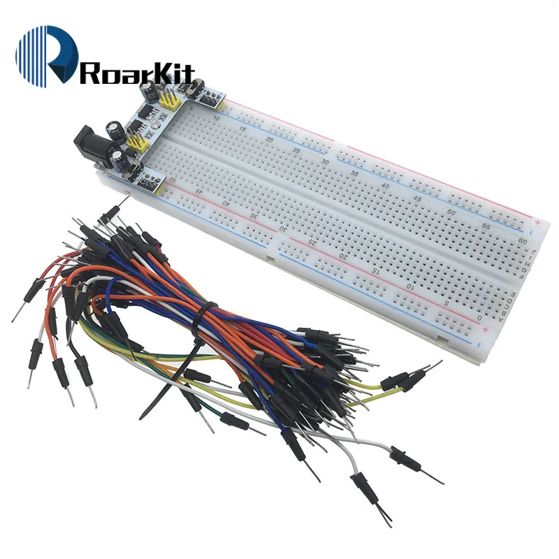 3,3 В/5 В MB102 макетная плата модуль питания+ MB-102 830 точек прототип хлебная плата для arduino комплект+ 65 перемычек - Цвет: White