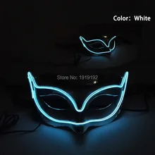 EL wire Masks Halloween Green Fox Mask luminous helmet Fire Festival LED Glowing Party DJ dance Carnival Masks accessories