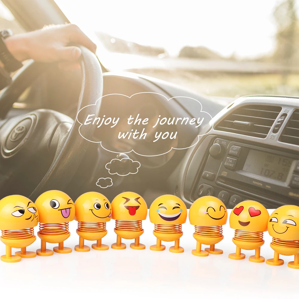 

Shaking head doll Spring Shaking Head Doll Expression Automobiles Decor Toys Cute Auto Interior Car Decoration Accessories