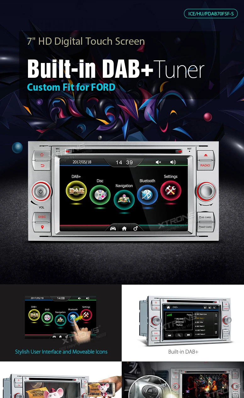 Best 7" Special Car DVD for Ford Focus II 2005 2006 2007 & Ford C-Max 2005 2006 2007 & Ford Galaxy 2006 2007 2008 & Kuga 2008-2012 1
