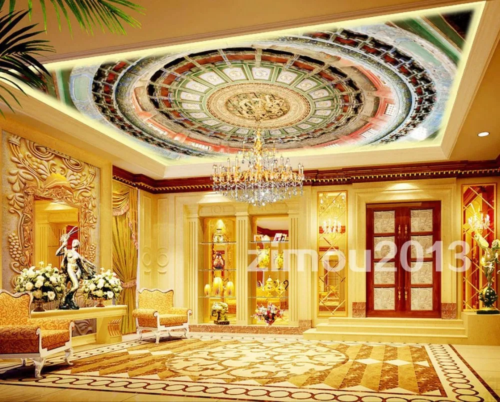 

European perspective ceiling artistic stereoscopic 3d wallpaper Ceiling murals wallpaper Landscape wallpaper murals