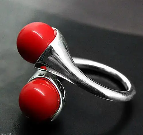 Красивое Женское кольцо из серебра с натуральным красным кораллом|925 sterling silver