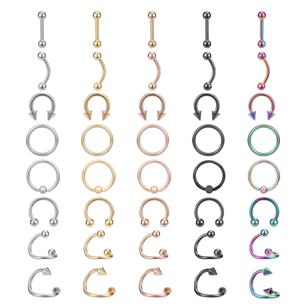 

AOEDEJ Steel Circular Bead Rings Horseshoe Eyebrow Tongue Nose Ring Piercing Labret Stud Ring Ear Cartilage Tragus Body Jewelry