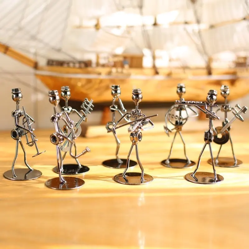 Mini Vintage Style Metal Figurines Musician Guitar Player Sculpture
