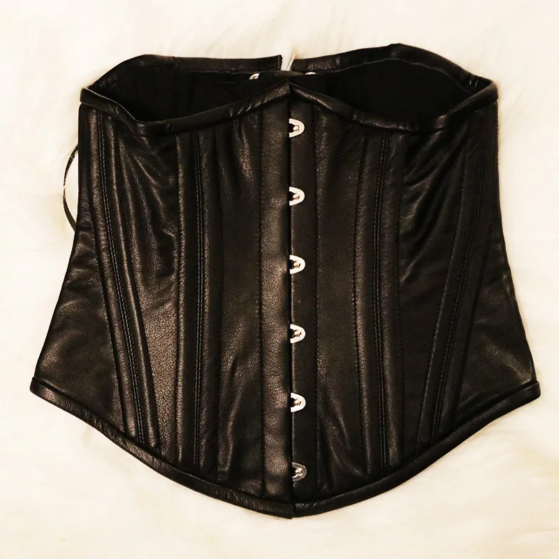 28CM Double Steel Bonings Annzley Corset Genuine Cowhide Leather  Waist Slimming Korsetts  (4)