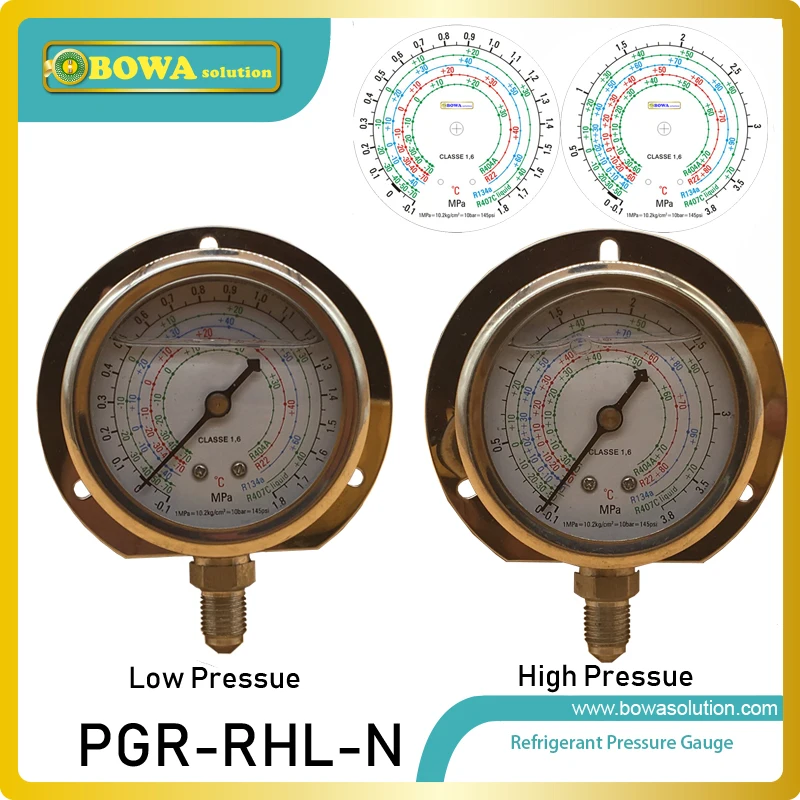 Одна пара R404a, R22, R134a и R407c радиальный манометр включает в себя 1.8MPa и 3.8MPa, чтобы указать давление всасывания и разрядки