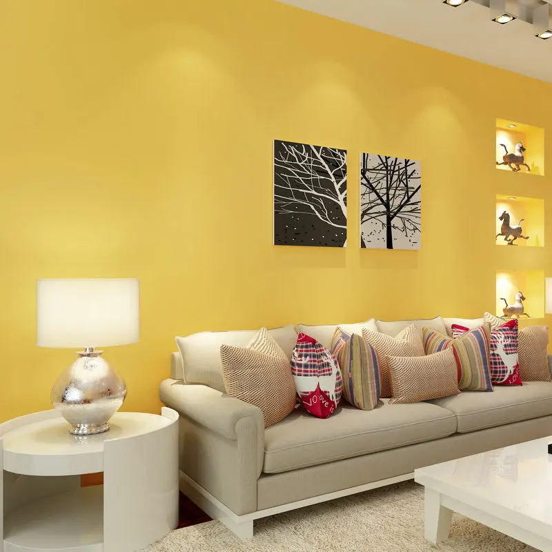PAYSOTA Modern Simple Solid Color Yellow Wallpaper Bedroom Living Room Children Room Wall Paper Roll