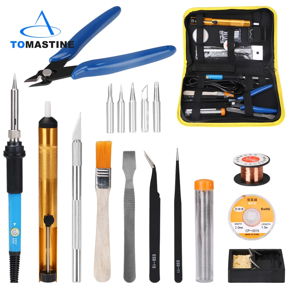 

EU/US Plug 60W Adjustable Temperature Electric Soldering Iron Set Welding Solder Station Heat Pencil Repair Tool Kit