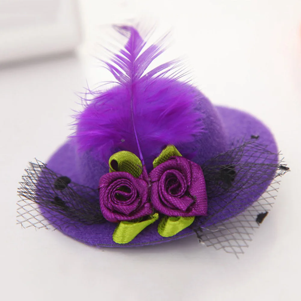 

Cute Hat Hair Baby Girls Party Net yarn Shiny Hair Clip Children's Hat Headband Feathered Flowers Hair Accessories Hairpins