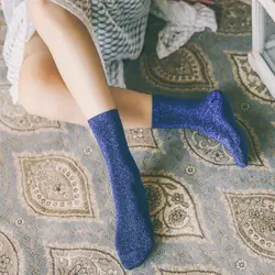 1 пара, модные женские винтажные сверкающие носки Meias, милые весенне-летние хлопковые носки для девушек, одноцветные, смешное искусство