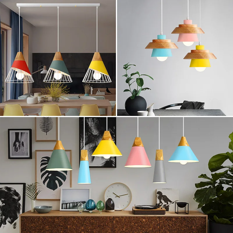 Günstig Anhänger Lichter Moderne Holz Anhänger Lampe Nordic licht Für Cafe Restaurant Schlafzimmer Hanglamp Küche Bunte Suspension Leuchte