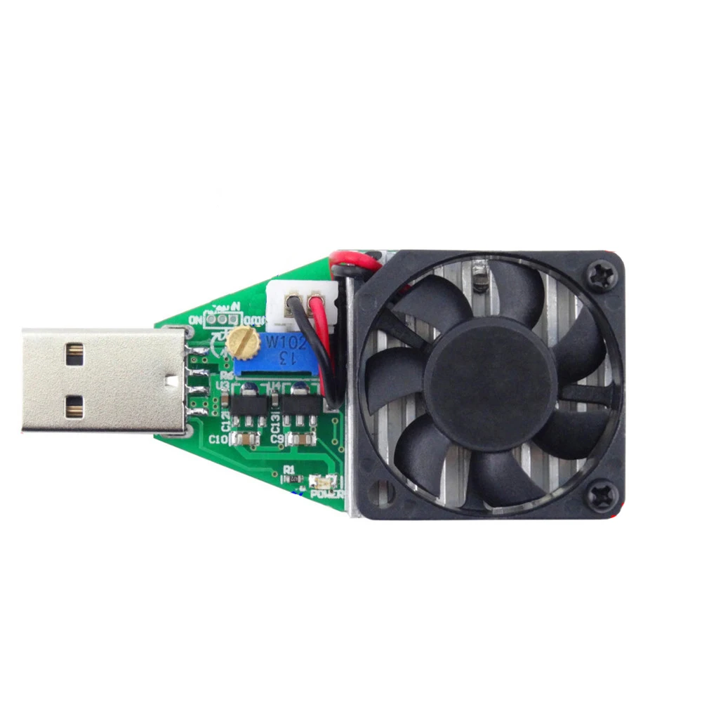 

15W USB Load Resistor DC 3.7-13V Adjustable Constant Current Electronic Load Discharger Battery Capacity Test Meter With Fan