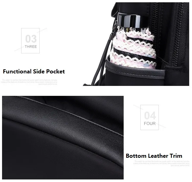 MJ Waterproof Oxford Cloth Travel Backpack Large Women Bag Female Korean Casual Bag Nylon Fashion School Bag for Teenage Girls (21)